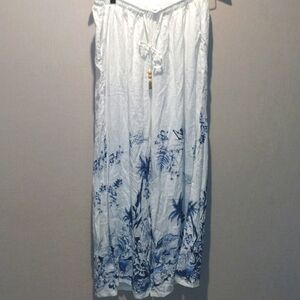 White Wide Leg Linen Blend Panama Jack Pants L